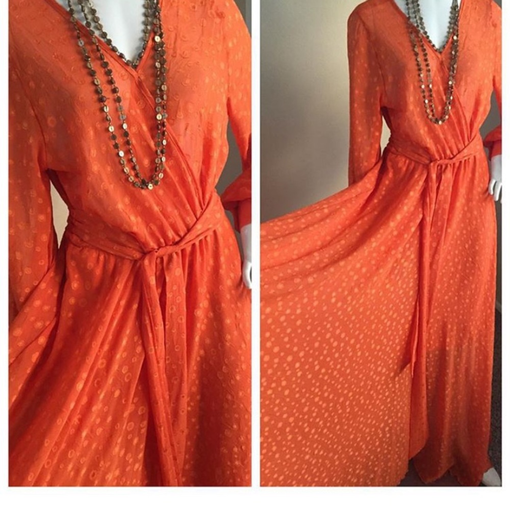 COPY - Orange flowy chiffon like maxi dress
